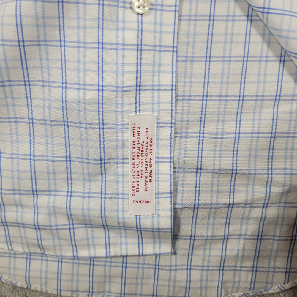 Brooks Brothers Dress Shirt Mens 14.5-33 Blue Madison Plaid Cotton - Picture 8 of 11